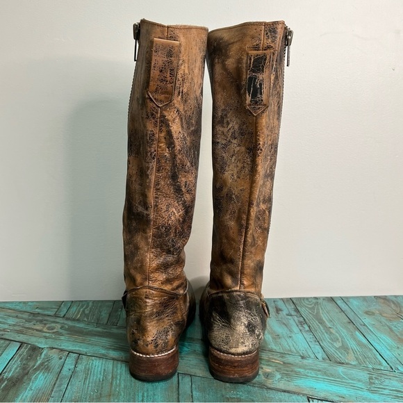 Bed Stu Tango Double Zip Tall Distressed Leather Boots Size 6 - Picture 5 of 14